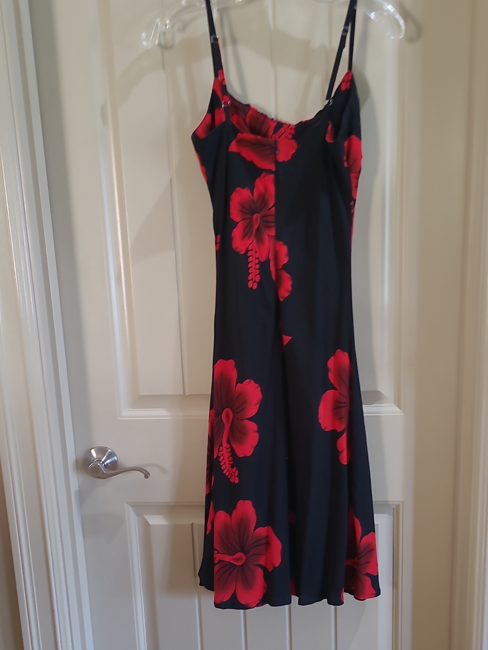 Black Dress with Bold Red Floral Print - Picture 4 of 4